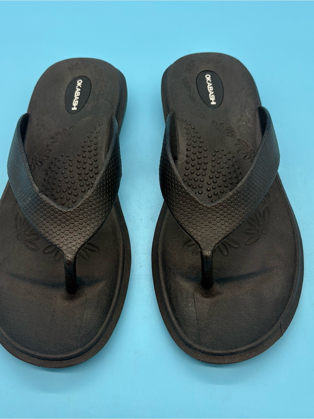 Okabashi Women's Maui Flip Flops Thong Black Arch Support Comfort Sandals 8